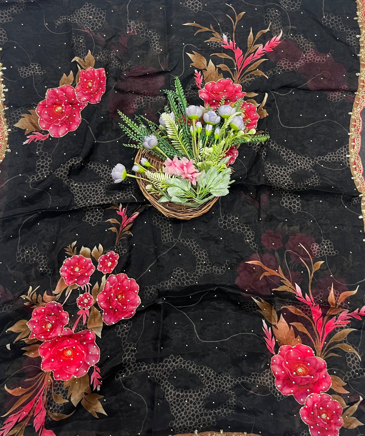 22C Organza Black suits Fabric/ CKC Partywear Collection