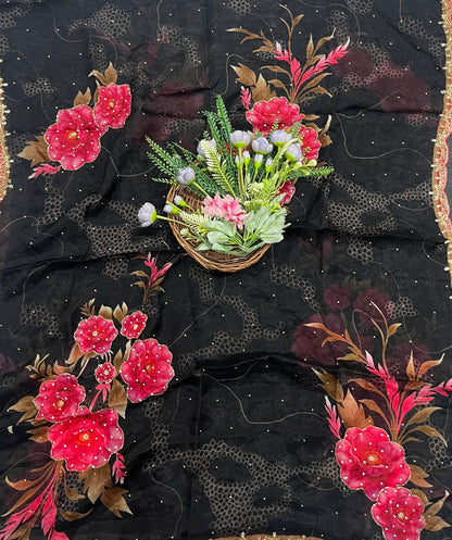 22C Organza Black suits Fabric/ CKC Partywear Collection