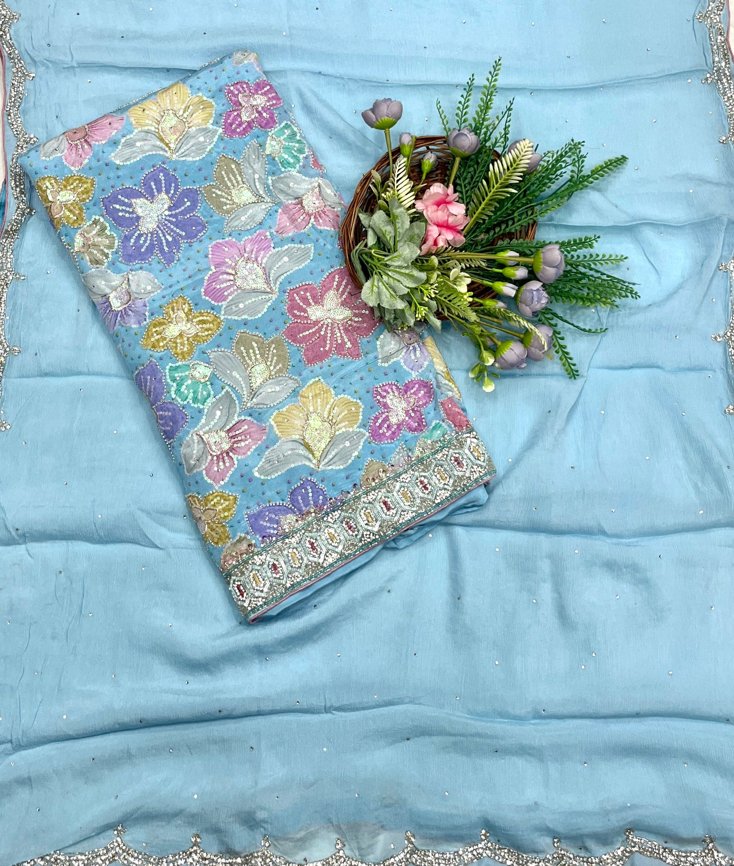 20C Crepe Powder Blue Suit Fabric / CKC Partywear Collection