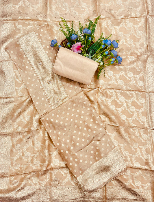 10C Dola Silk Beige Suit Fabric/ CKC Partywear Collection