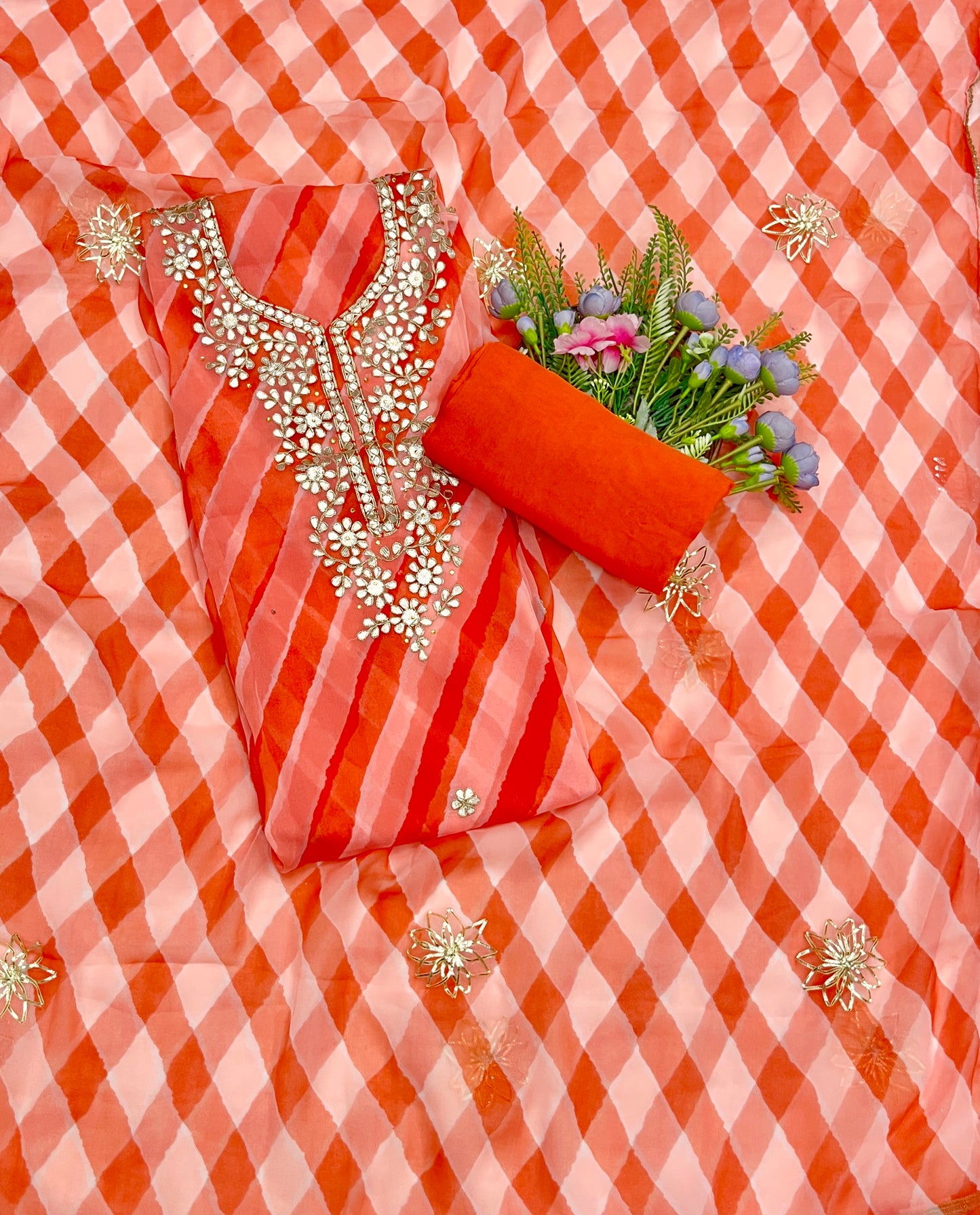 987B Georgette Orange  Suit Fabric / CKC Georgette Suits