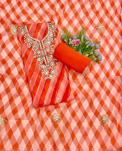 987B Georgette Orange  Suit Fabric / CKC Georgette Suits