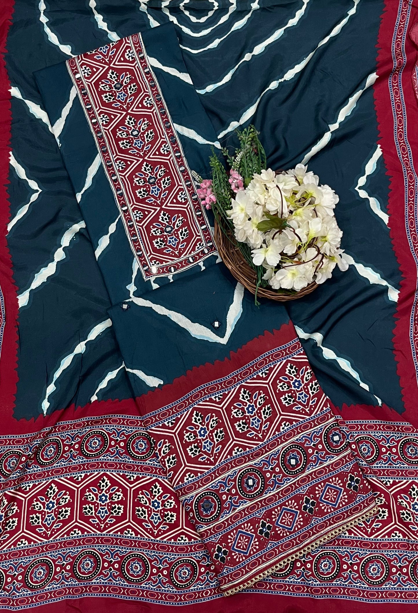 CKC 909 Cotton Peacock Blue Suit Fabric / CKC Cotton Bazaar
