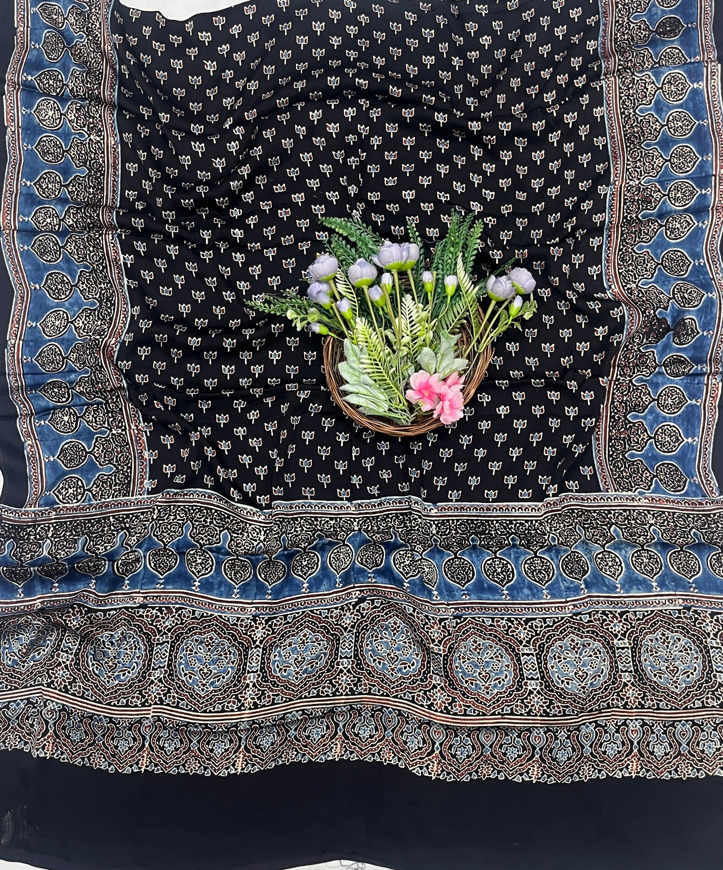 52C Jaipuri Modal Black With Teal Blue Suit Fabric / CKC Jaipuri Suits