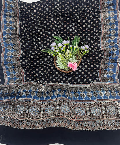 52C Jaipuri Modal Black With Teal Blue Suit Fabric / CKC Jaipuri Suits
