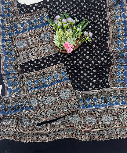 52C Jaipuri Modal Black With Teal Blue Suit Fabric / CKC Jaipuri Suits