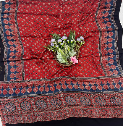 51C Jaipuri Modal Red With Teal Blue Suit Fabric / CKC Jaipuri Suits