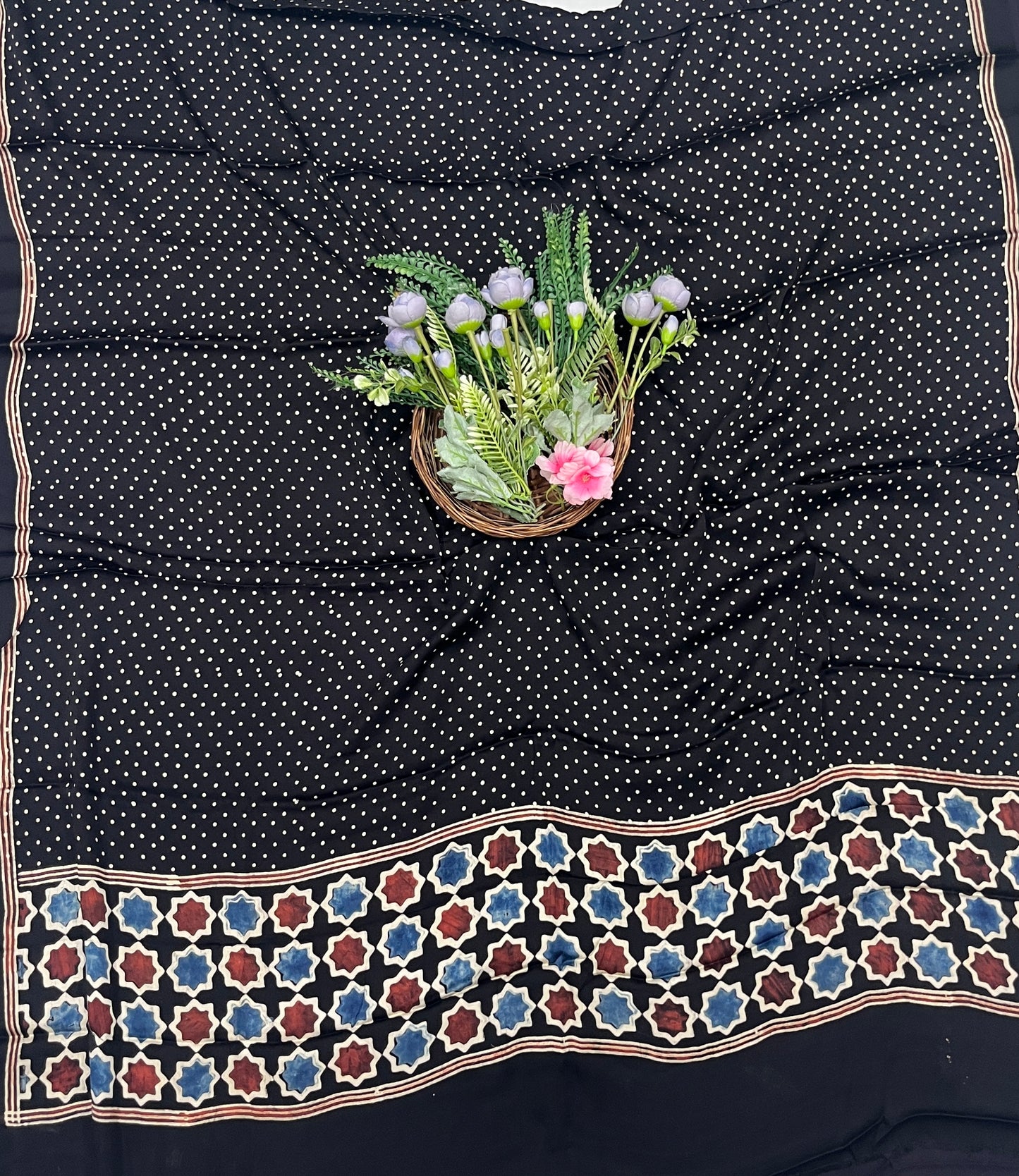 55C Jaipuri Modal Black With Blue Suit Fabric / CKC Jaipuri Suits