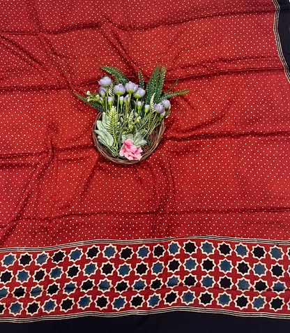 53C Jaipuri Modal Red With Blue Suit Fabric / CKC Jaipuri Suits
