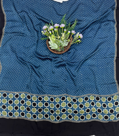 56C Jaipuri Modal Blue With Green Suit Fabric / CKC Jaipuri Suits