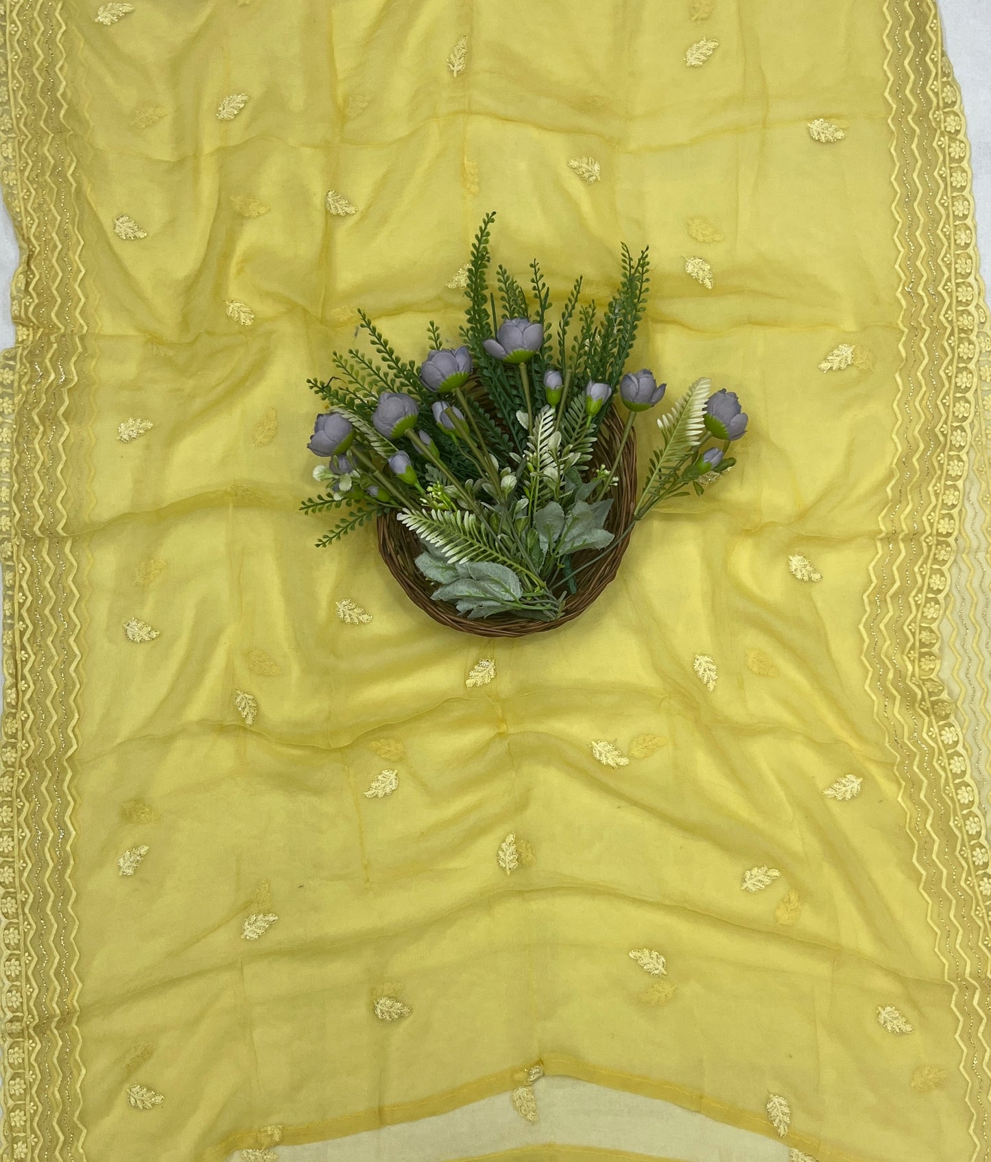 61C Lakhnavi Georgette Yellow  Suit Fabric/ CKC Lakhnavi Suits