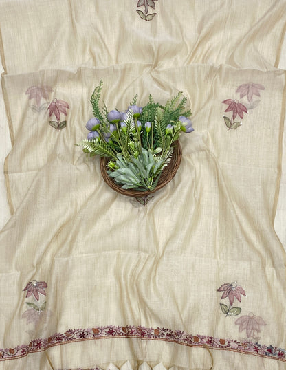 957C Mul Chanderi Off White Suit Fabric/ CKC Mul Cotton