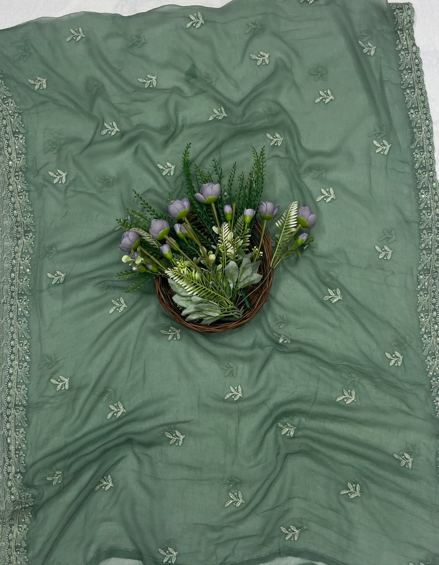 57C Lakhnavi Georgette Dark Sea Green Suit Fabric/ CKC Lakhnavi Suits