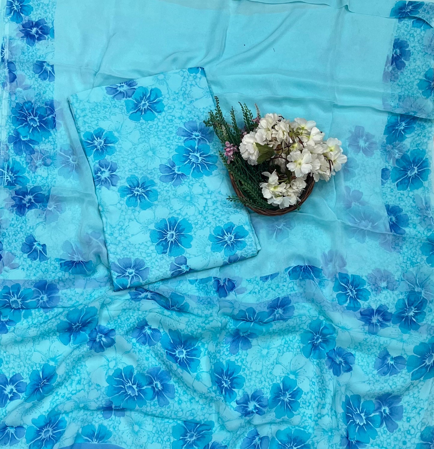 Ckc 946 Chiffon Sky Blue Suit Fabric / CKC Chiffon Suits