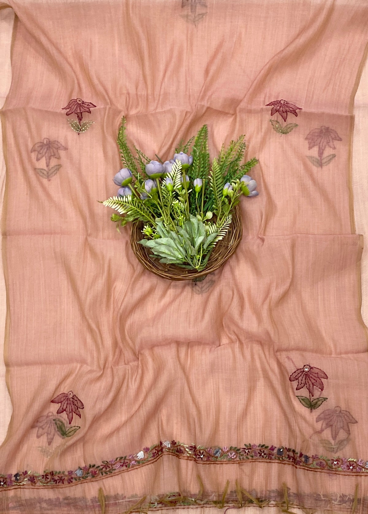 958C Mul Chanderi Dusty Pink Suit Fabric/ CKC Mul Cotton