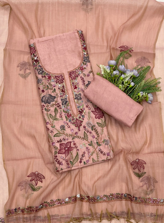 Mul Chanderi Dusty Pink Suit Fabric - Studio CKC
