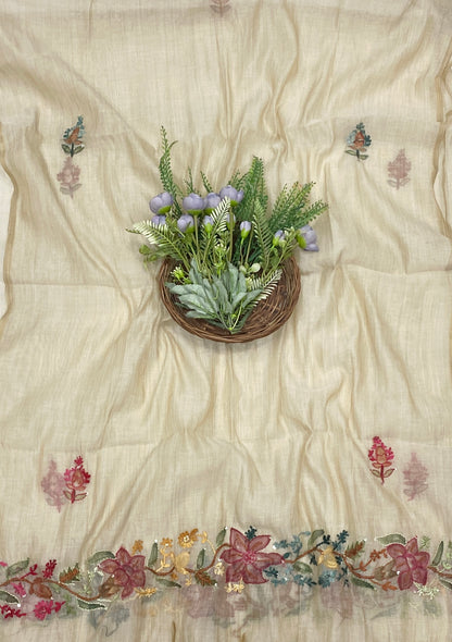 956C Mul Chanderi Off White Suit Fabric/ CKC Mul Cotton
