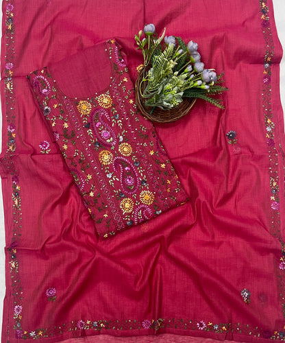 78C Pure Mul Cotton Dark Pink Suit Fabric / CKC Mul Cotton