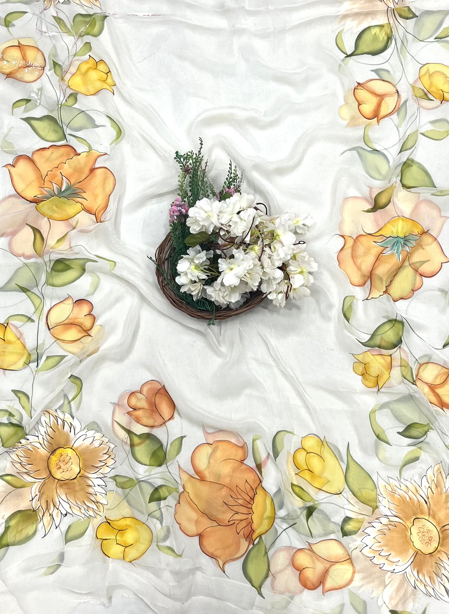 983 Crepe Cream Suit Fabric/ CKC Hand Painted Suits