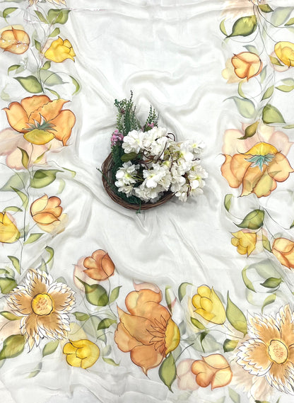 983 Crepe Cream Suit Fabric/ CKC Hand Painted Suits