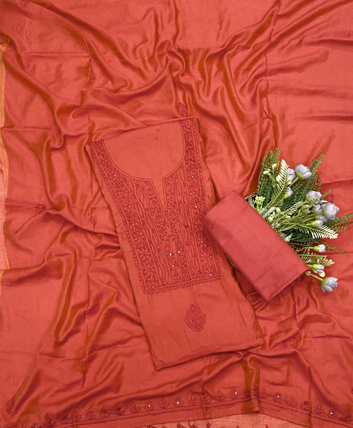943C Mul Cotton Deep Peach Suit Fabric / CKC Mul Cotton