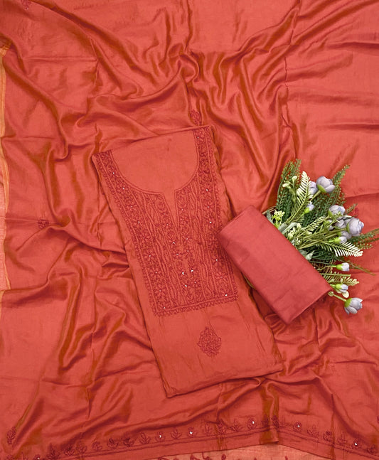Mul Cotton Deep Peach Suit Fabric - Studio CKC
