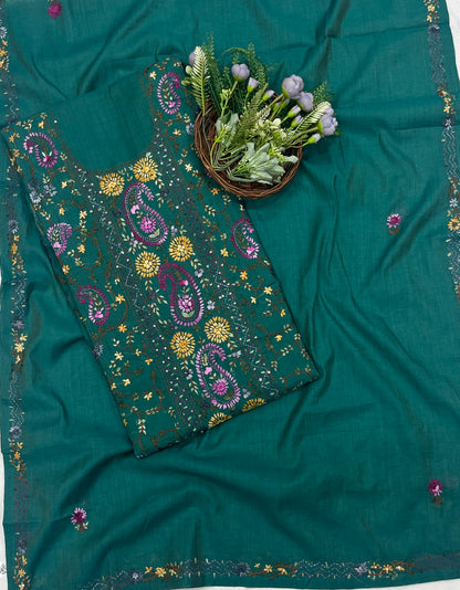 76C Pure Mul Cotton Dark Sea Green Suit Fabric / CKC Mul Cotton