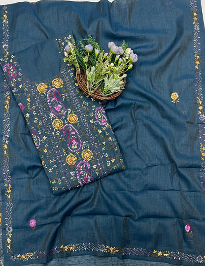 79C Pure Mul Cotton Dark Blue Suit Fabric / CKC Mul Cotton