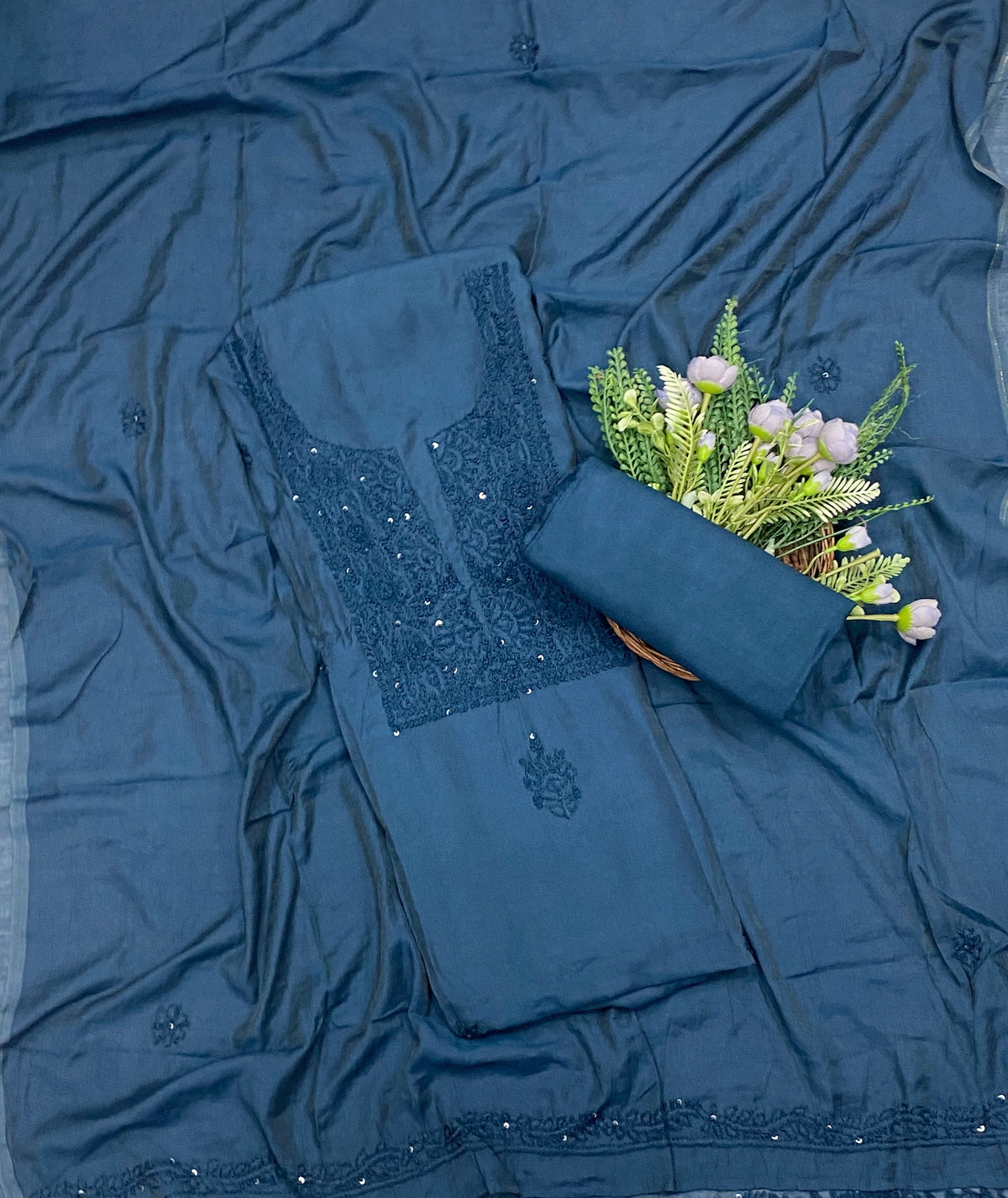 945C Mul Cotton Blue Suit Fabric / CKC Mul Cotton
