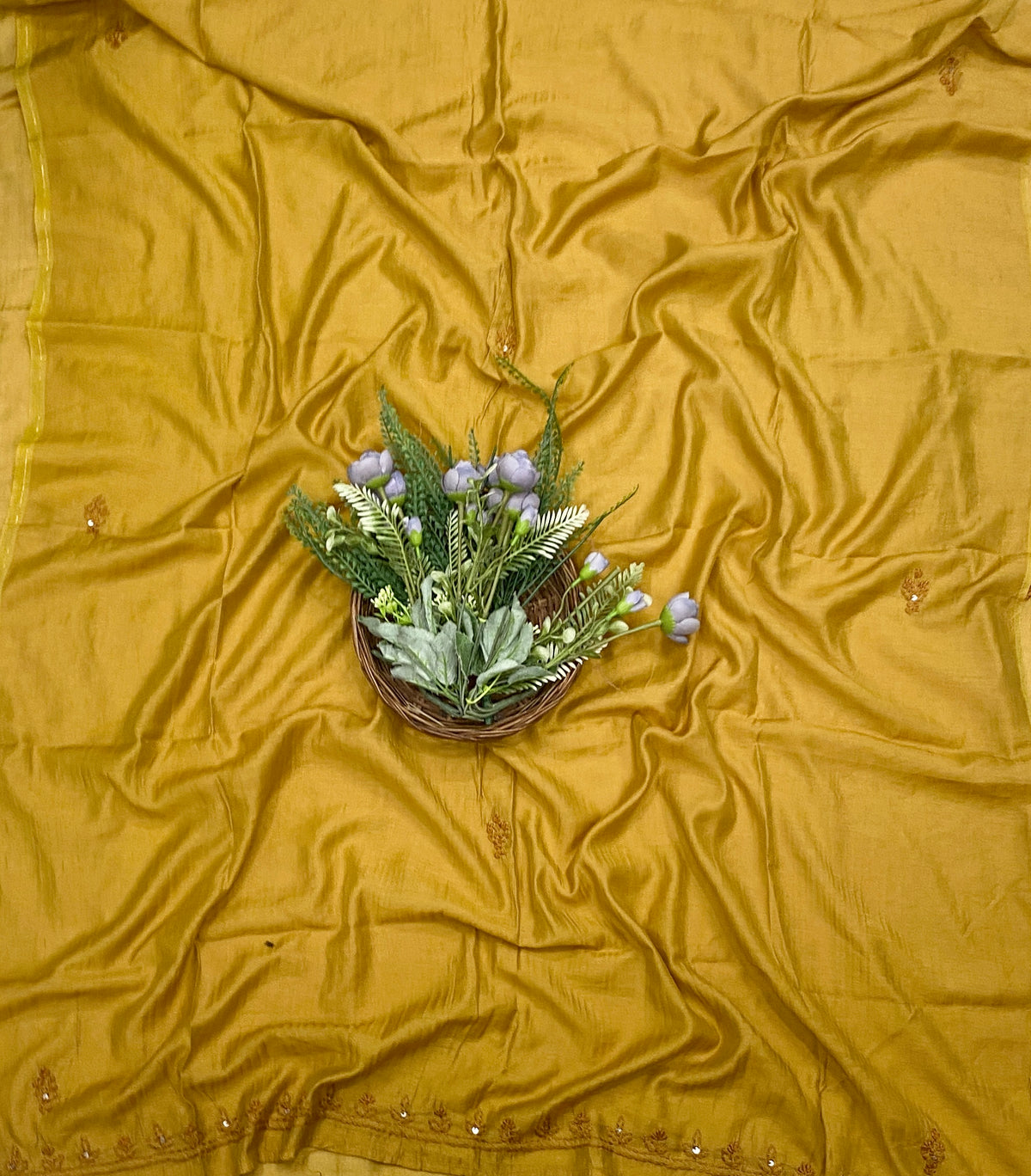 944C Mul Cotton Yellow Suit Fabric / CKC Mul Cotton