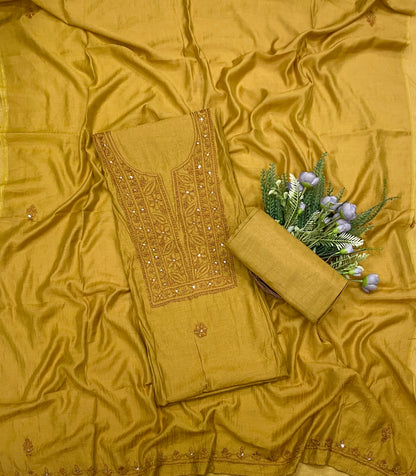 944C Mul Cotton Yellow Suit Fabric / CKC Mul Cotton