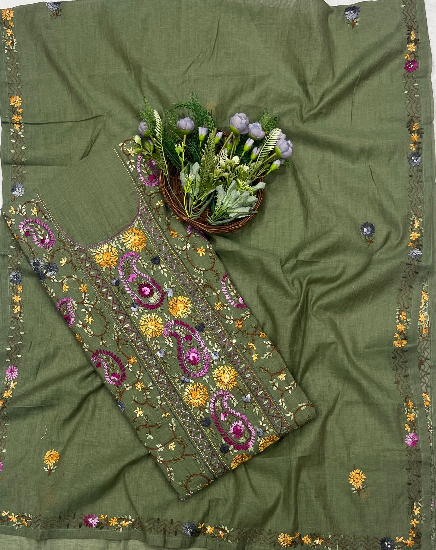 74C Pure Mul Cotton Light Green Suit Fabric / CKC Mul Cotton