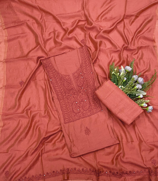 Mul Cotton Light Peach Suit Fabric - Studio CKC