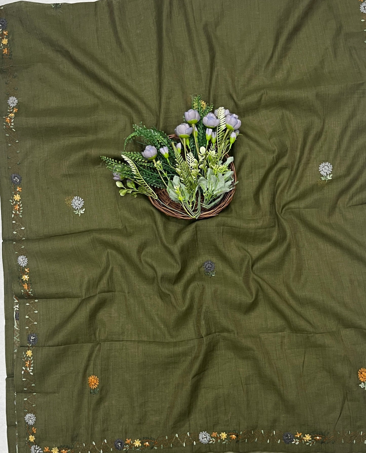 75C Pure Mul Cotton Dusty Green Suit Fabric / CKC Mul Cotton