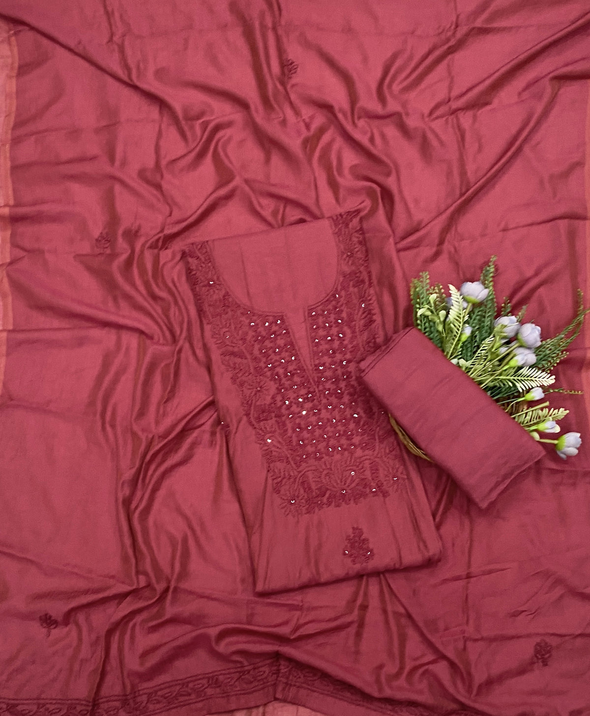 941C Mul Cotton Pink Suit Fabric / CKC Mul Cotton