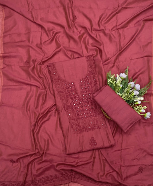 Mul Cotton Pink Suit Fabric - Studio CKC