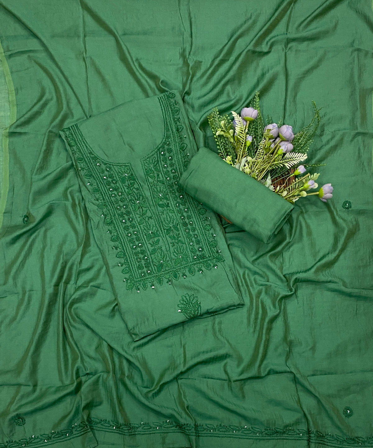 948C Mul Cotton Deep Green Suit Fabric / CKC Mul Cotton