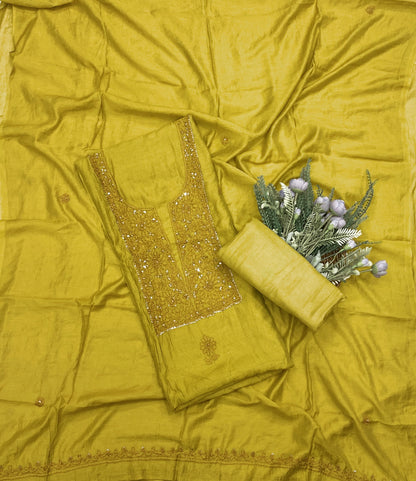 947C Mul Cotton Light Yellow Suit Fabric / CKC Mul Cotton