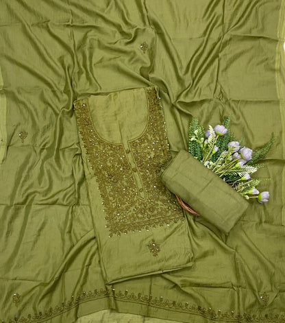 939C Mul Cotton Green Suit Fabric / CKC Mul Cotton