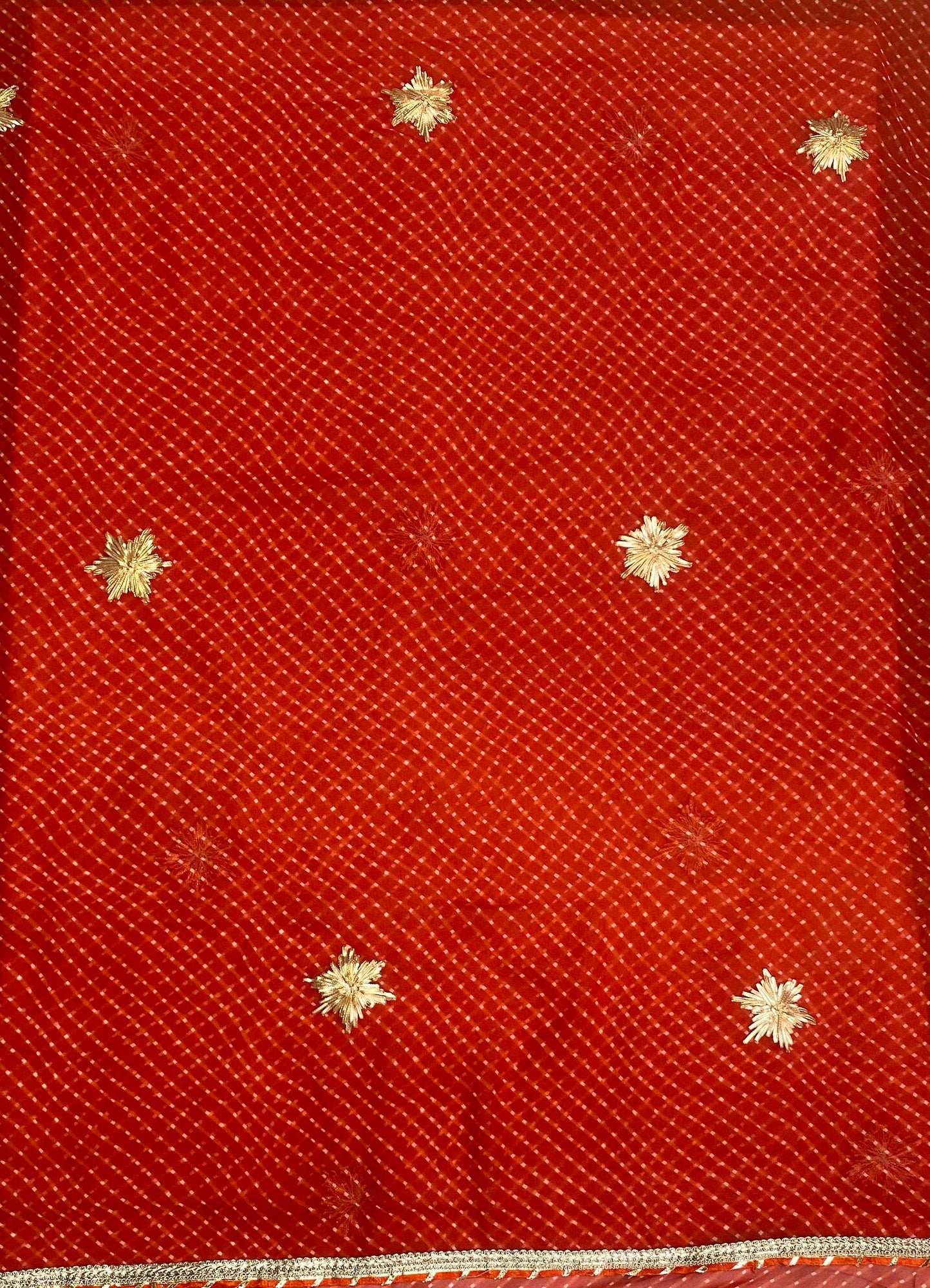 Georgette Orangish Red Suit Fabric / Festive Vibe