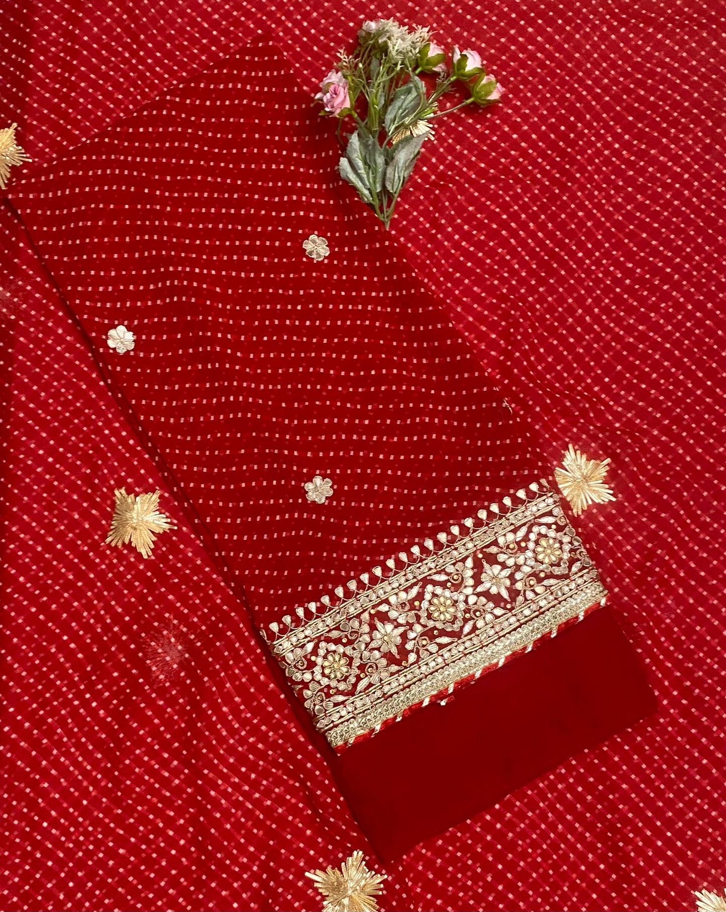 Georgette Red Suit Fabric / Festive Vibe