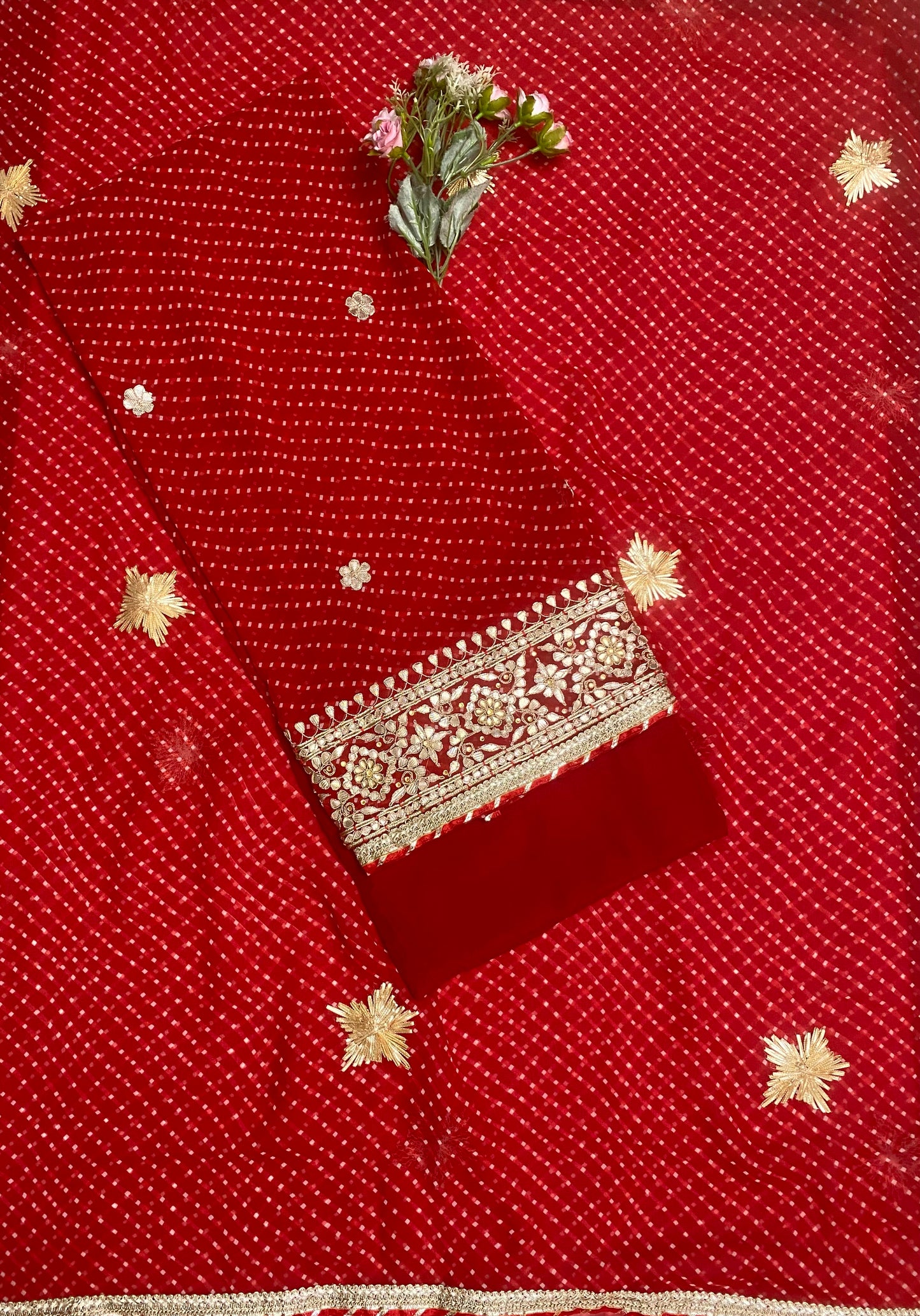 Georgette Red Suit Fabric / Festive Vibe