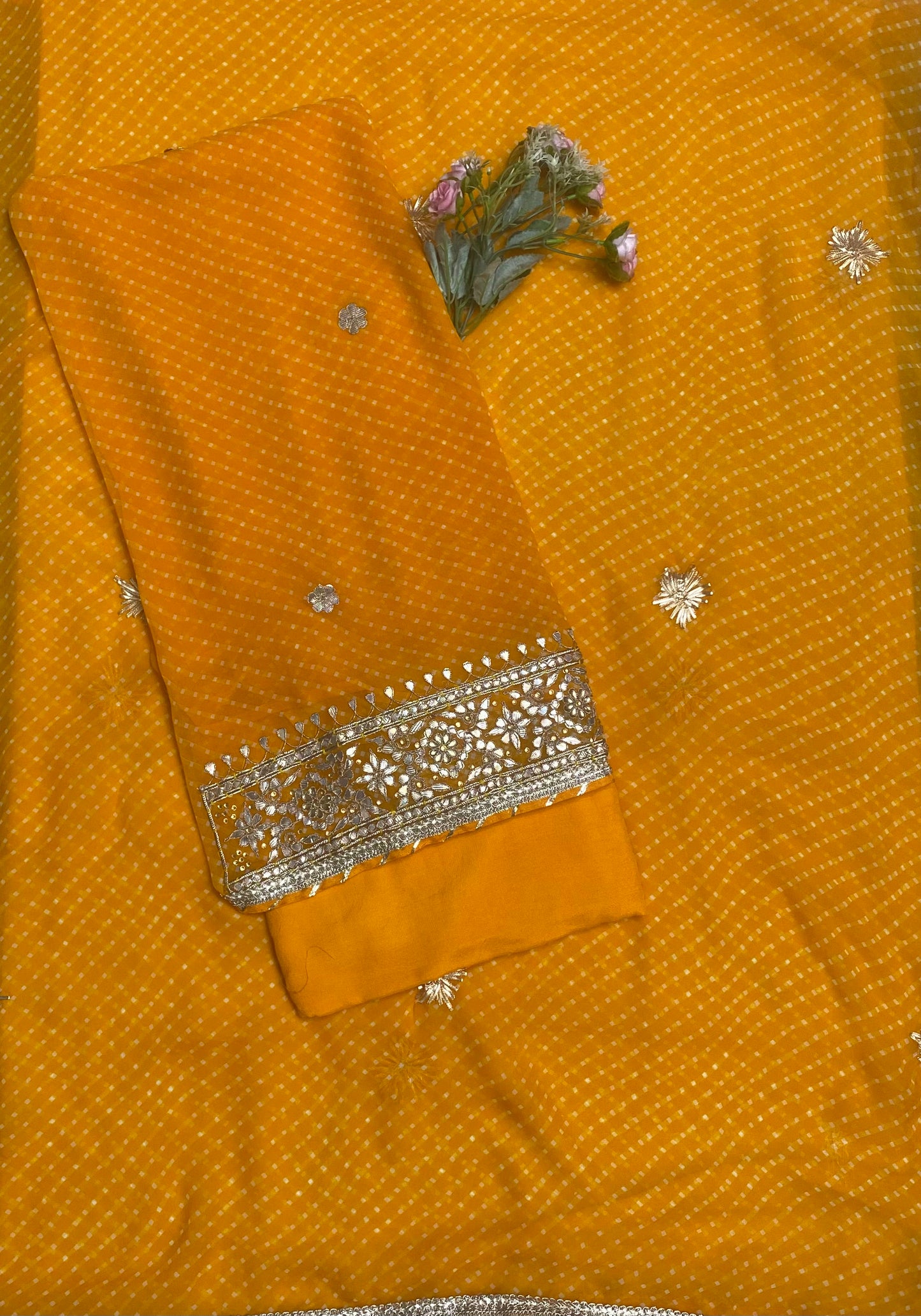 Georgette Mango Yellow Suit Fabric / Festive Vibe