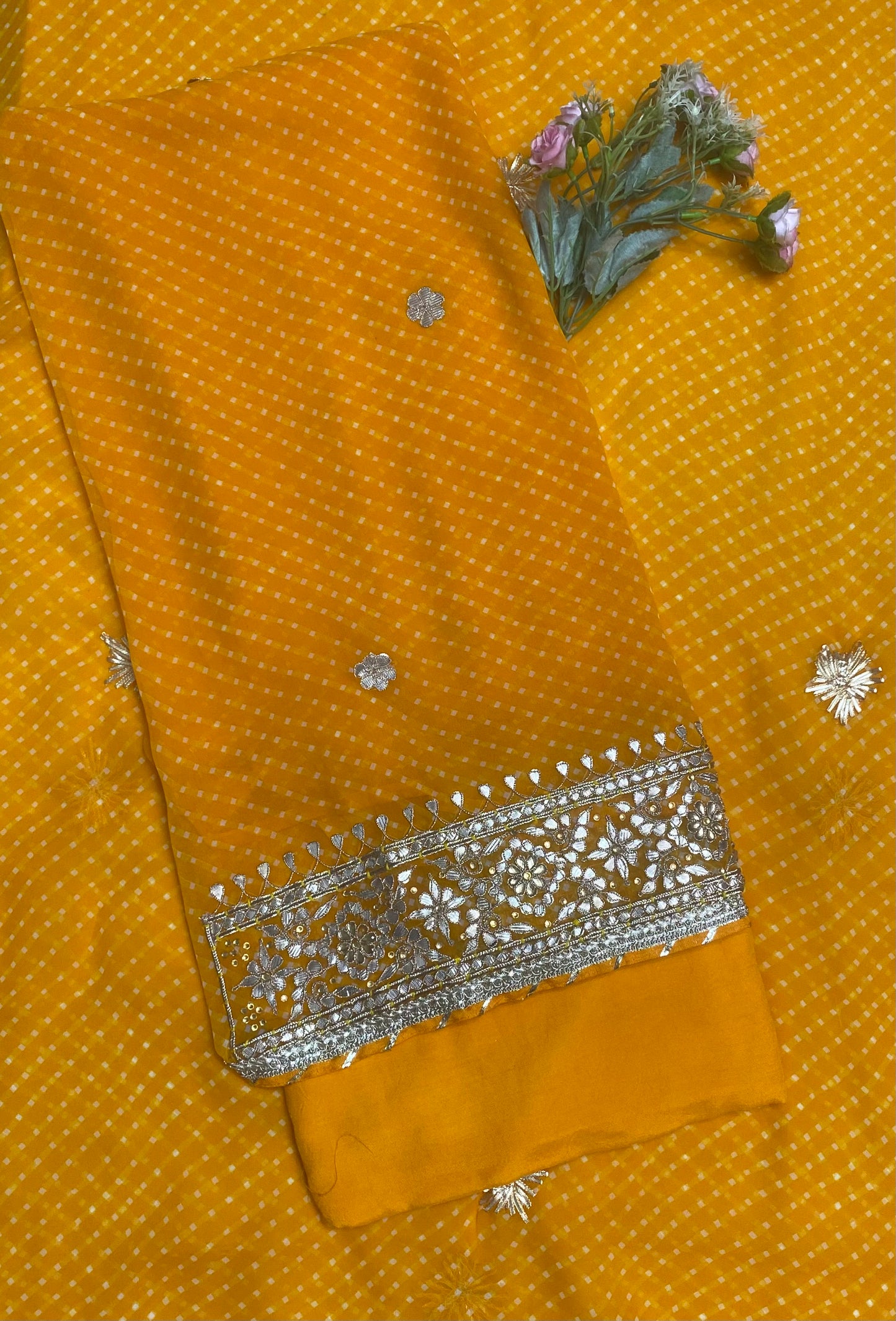 Georgette Mango Yellow Suit Fabric / Festive Vibe