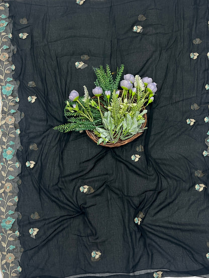 88C Rayon Aari Black Suit Fabric / CKC Cotton Bazaar