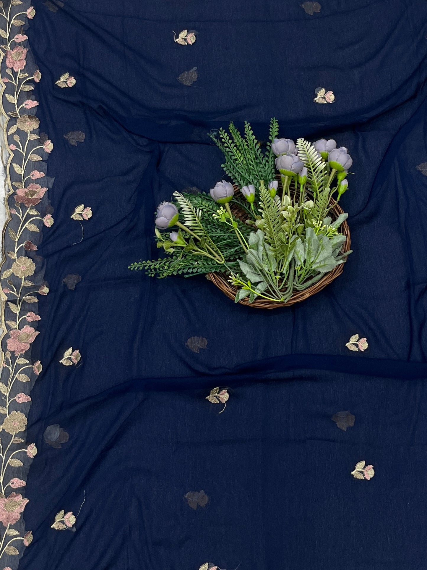 83C Rayon Aari Navy Blue Suit Fabric / CKC Cotton Bazaar