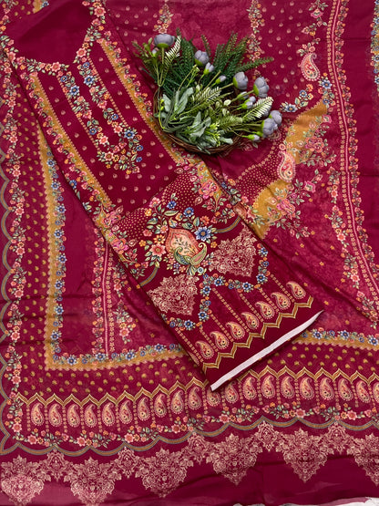 68C Crepe Maroon Suit Fabric / CKC Crepe Suits