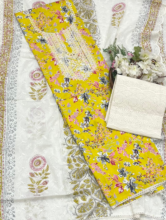 978 Cotton Yellow Suit Fabric / CKC Cotton Bazaar