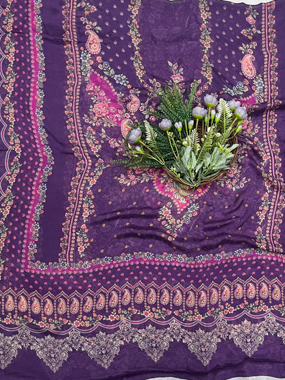 69C Crepe Purple Suit Fabric / CKC Crepe Suits