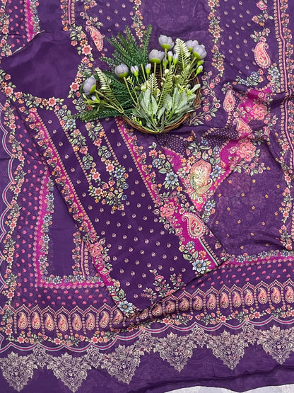 69C Crepe Purple Suit Fabric / CKC Crepe Suits